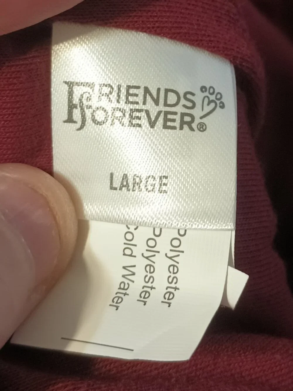 NWT~ Friends Forever Soft Pet Maroon Colored Hoodie w/ Bone Design (Size: Large)